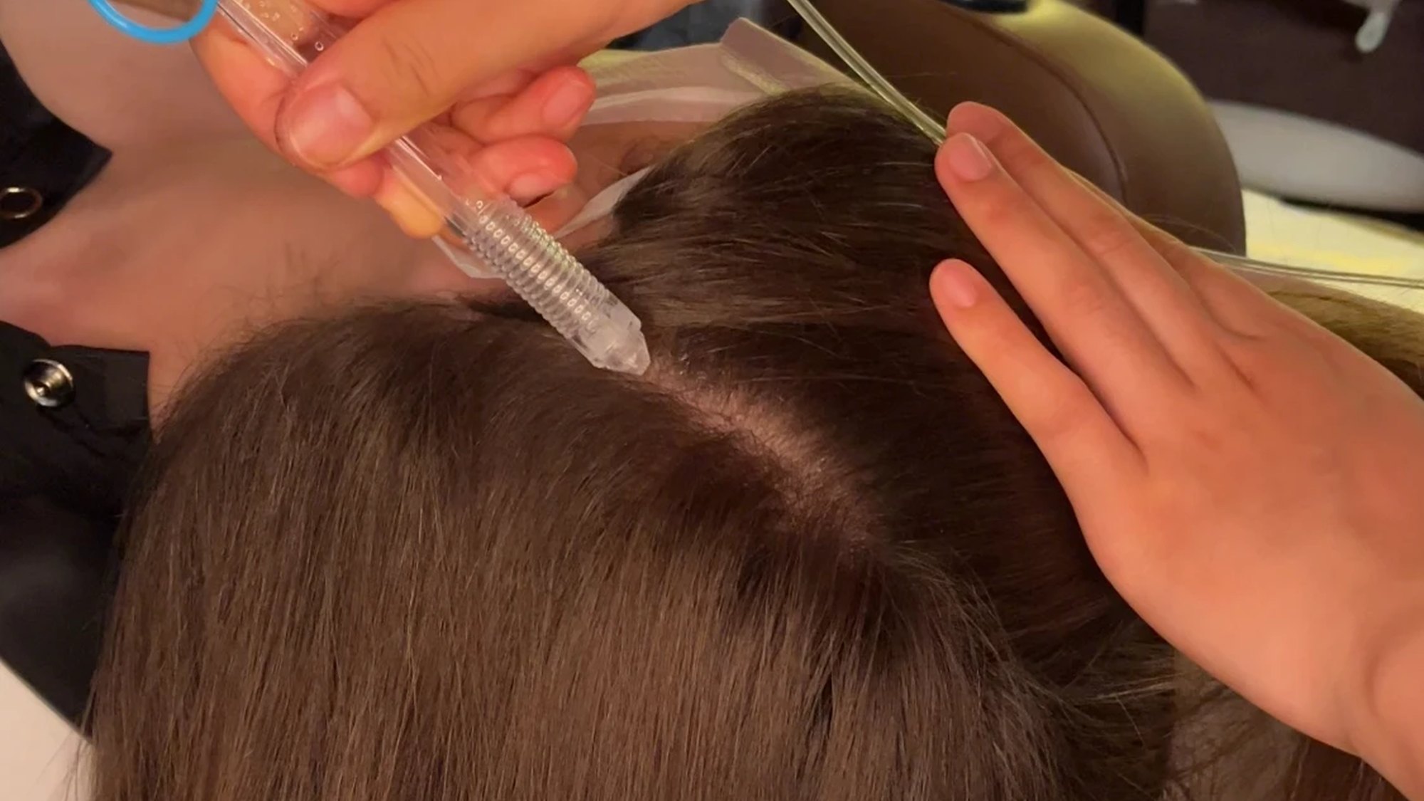 Ampoule applied to the scalp during Prestige Scalp Revive